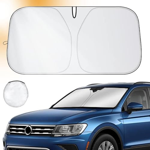 Ventdest Sonnenschutz Auto Frontscheibe, Faltbar Sonnenschirm Auto Frontscheibe Innen, UV-Schutz Auto Sonnenblende für die Windschutzscheibe, Einfache Lagerung, für meisten Autos SUV, 142×80 cm