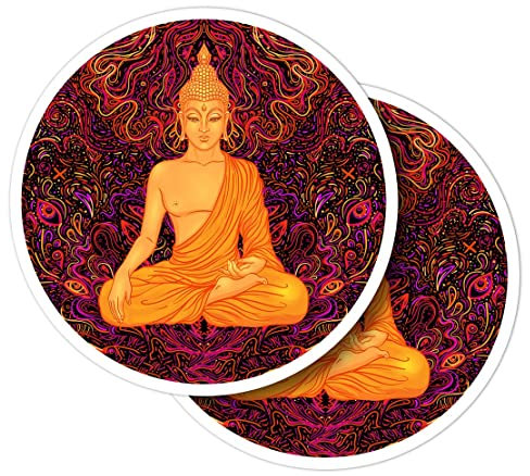Vinyl-Aufkleber, rund, 10 cm, Motiv: Buddha, Indien, Buddhismus, Yoga, für Laptops, Tablets, Gepäck, Scrapbooking, Kühlschränke #59629