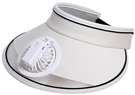 Dickly Sun Visors Hat with Fan Cooling Fan Hat Casual Fans Hat Sun Hat Built in Fan for Men, Women, Kids, Adults, Fishing Sport Holiday, White