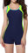Attraco Damen Badeanzug Sport Bademode Damen Bauchweg Einteiliger Badeanzug Push Up Badeanzüge Damen Swim Suit Bikini Blau/Gelb M