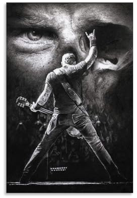 BBAUER James Hetfield Black White Poster Dekorative Malerei Leinwand Wandkunst Wohnzimmer Poster Schlafzimmer Malerei,Wandkunst Bilddruck Moderne Familienzimmer Dekor 08x12inch(20x30cm)