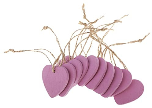 Generic 10x Kleine Holzherzen Zum Basteln, Holzanhänger mit Loch Zum Nähen, Basteln, Wanddekorationen, Kinder Und Kartenherstellung, lila