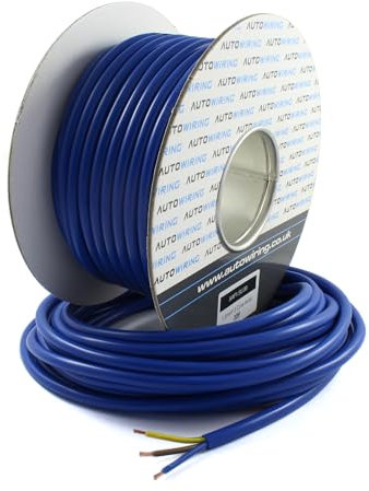 AUTOWIRING Arctic Grade Blue Flex 3183A 1.5mm2 3 Core Outdoors Heavy Duty 16AMP 240V Mains PVC Cable Wire (30 Metre)