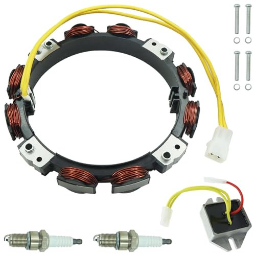 TOTEDELL 592830 Lichtmaschinen-Stator 10-16 A, kompatibel mit Briggs & Stratton mit 845907 Regler, ersetzt 696458 691064 393295 mit Zündkerze
