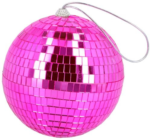 Boland - Glänzende Discokugel, Durchmesser ca. 15 cm, Disco Fever, Hängedeko, Dekoration für Party oder Silvester, Rosa