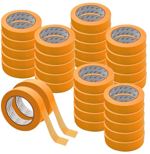 ARLI 32x Goldband Malerkrepp 30 mm x 50m Acrylat economy Abdeckklebeband Kreppband Malerkrepp Malerband Kreppklebeband Abdeckbänder für Maler und Lackierer (32 Stück Rollen)