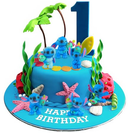 6 Stück Sti-tch Figuren Set, Sti-tch Tortendeko, Sti-tch Mini Figuren, Lilo und St-itch Figuren, Geburtstag Kuchen Deko, Sti-tch Geburtstagsdeko Cupcake Topper für Kinder, Partyzubehör, Kuchendeckel