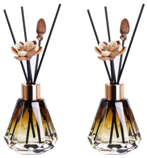 2Pcs 60ml/2oz Reed Diffuser Bottles Empty Refillable Glass Diffuser Jars Aromatherapy Container Fragrance Accessories Use for DIY Replacement Reed Diffuser Sticks Home Bathroom Decor