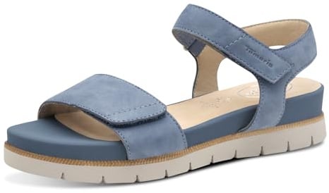Tamaris Comfort Damen Sandalen flach aus Leder mit Klettverschluss