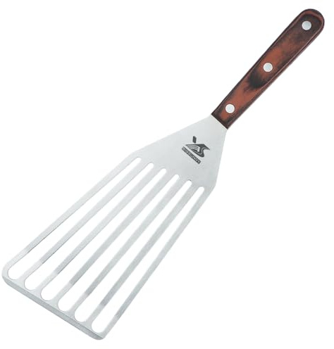 MSY BIGSUNNY Robuster Pfannenwender aus Edelstahl, Schlitzwender mit Pakkawood-Griff, 10,2 x 20,3 cm