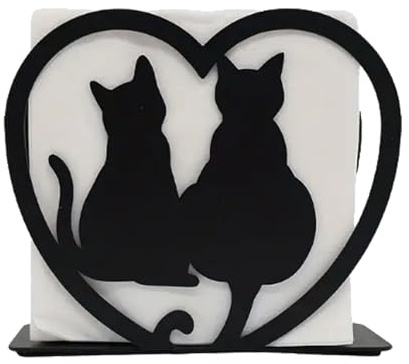 Serviettenhalter Mit Schwarzer Katze, Serviettenhalter Aus Eisen, Freistehender Taschentuchspender Aus Metall, Eisen Papierserviettenständer, Geeignet Für Esszimmer, Küche, Wohnzimmer, Schlafzimmer