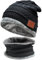Geschenk Herren Damen Bluetooth Mütze Ski Geschenk Weihnachten Sportmütze Herren Musik Bluetooth Strickmütze Wintermütze mit Stereo-Kopfhörer und Mikrofon Freisprecheinrichtung, schwarzer Schal, One