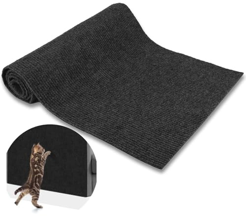 Cat Scratching Mat, 200x30CM Cat Scratch Mat with Self-Adhesive Trimmable DIY Cats Wall Scratcher Scratch Matt for Cats AntiScratch Furniture Sofa Protectors from Pets (Black)