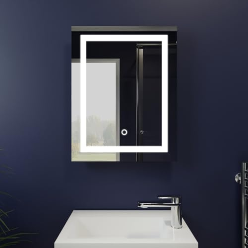 Harper & Harlow Cassio Illuminated LED Bathroom Vanity Mirror, 390x500mm, IP44, Adjustable Light Colour, Memory Function, Touch Control, Dimmable, Anti-Fog Demister, Landscape or Portrait Mounting