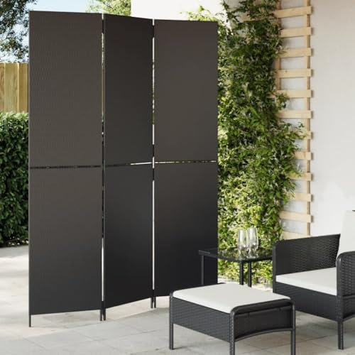 Outdoor-Möbel-Rattan-Möbel, 3 Paneele, schwarz, Poly-Rattan-Möbel