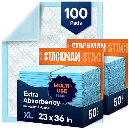 Chucks Pads Disposable [100-Pack] Adult Incontinence Underpads 23x36 Large Super Absorbent Protective Bed Pads, Leak-Proof Pads – Pee Pads for Kids, Adults and Pets – Dog & Puppy Training Pads