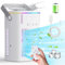 Aire acondicionado evaporativo compacto: tanque de agua de 1600 ml, ventilador de 3 velocidades, refrigeración evaporativa, ambiente LED de 7 colores y temporizador programable (2/4/8 horas) -