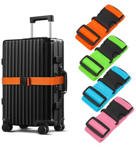 Koffergurt,Kofferband,Kofferband Gurt,Koffergurte Set 4 Stück,Kofferbänder,Kofferband Auffällig,Luggage Strap,Koffer Gurtband,Koffergürtel,Koffergurt Bunt Markierung Gepäck Reisetasche Koffer