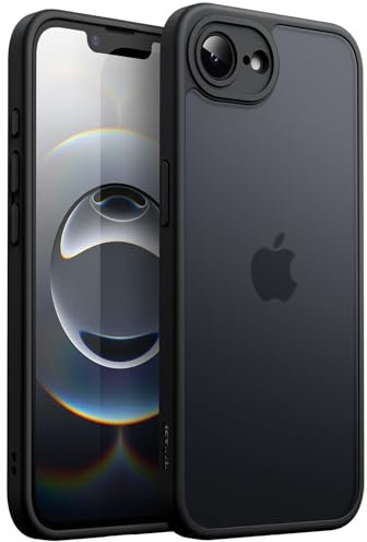 JETech Matte Case for iPhone 16e 6.1-Inch 2025, Shockproof Military Grade Drop Protection, Frosted Translucent Back Phone Cover, Anti-Fingerprint (Black)