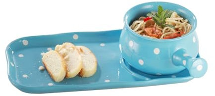 TGDGFKIAS Soup Bowls Soup Mug, Soup Bowls with Cracker Holder, Soup and Sandwich Plate Combo, Soup and Side Bowls, for Breakfast, Bread Dipping Bowls(Blu)