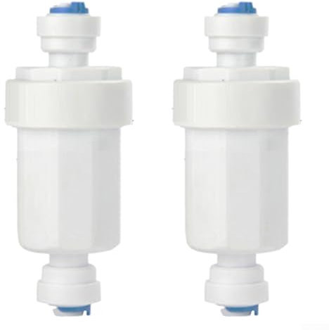 Outdoor Misting System Water Filter,2 Pieces Calcium Inhibitor Filter 14 Inch PE Tubing 100 Mesh Filter Garden Hose Hard Water Filter Misting System Protector