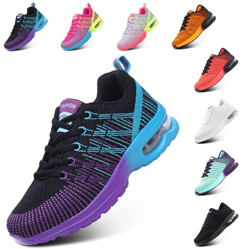 Hitmars Chaussure de Course Femme Respirante Chaussures de Sport Gym Fitness Athlétiques Légères Chaussures de Running Confortables Jogging Sneakers Noir 38 EU