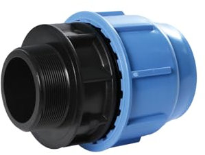 SAB Raccordi a Compressione BlueSeal 16 Maschio 16 x 3/4, Raccordo Idraulico in PP, PN16, per Giunzione Tubi in Polietilene, per Impianti di Irrigazione