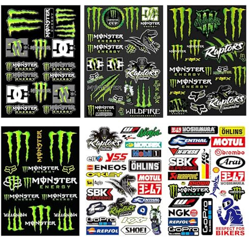 Diyxisk 6 Pezzi Adesivi Per Kit Moto Adesivi Sponsor Moto Adesivi Motocross Sticker Adesivi per Decalcomanie per Moto, Sticker Motocross Grafiche, per Moto da Cross, Caschi e Skateboard