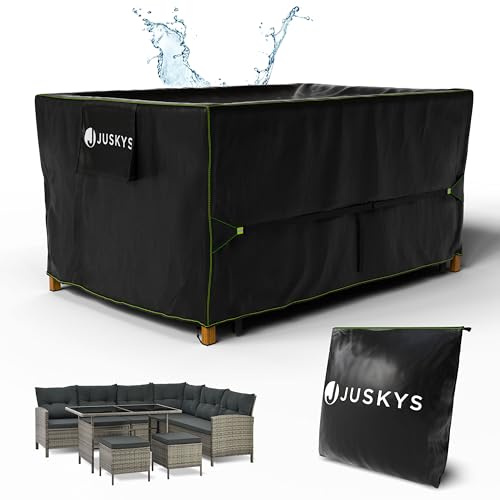 Juskys Gartenmöbel Abdeckplane CoverSafe Pro 160x100x75cm - winterfest & wasserdicht - Schutzhülle für Gartentisch, UV-Schutz, Abdeckhaube Gartentisch
