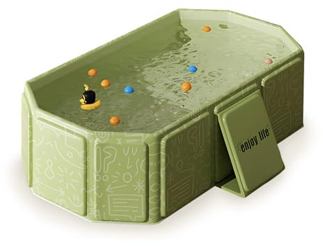 Baby Badewanne Faltbare, Platzsparende Klappbar Babywanne Für 0-8 Jahre, Tragbares Kinderschwimmbecken Für DraußEn Mit Ablassschraube, Green