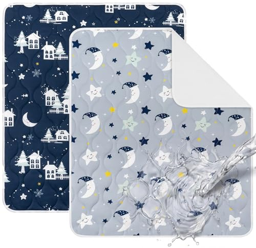Yukkidds Alese Lavable Protege Matelas Lit Bébé, Anti Pipi au Lit Enfant | 75x90cm, Imperméable, Ultra Absorbant & Respirant, Réutilisable, Lot de 2, Also pour Incontinence, Bleu Foncé