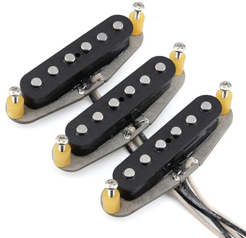 FLEOR Vintage Alnico 5 Pastillas SSS de bobina única para guitarra eléctrica ST, color negro