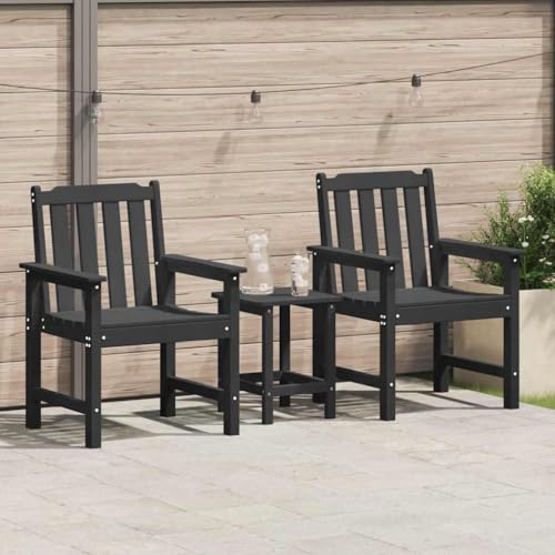 Mandloder Garten-Essstuhl 2er Set Schwarz, 65.5x59x88cm, stapelbare Outdoor Plastik Hochlehner Stühle für Terrasse & Garten, witterungsbeständig