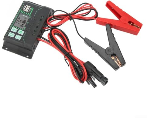 Zoegneer Controlador de batería portátil para exteriores con pantalla y salida USB, opciones de 10 A, 30 A, 60 A, 100 A, 100 A, accesorio de fuente de alimentación de 12 V 24 V para una carga