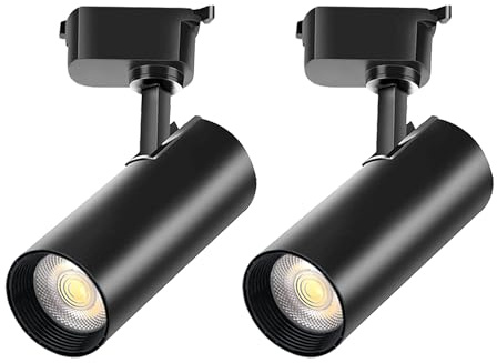 J&L Type LED Track Lighting Heads 2 Pack 3000K 25W 1200lm High Brightness Track Lighting System for Accent Lighting, Dimmable Ceiling Spotlights (Track Rails Not Included)