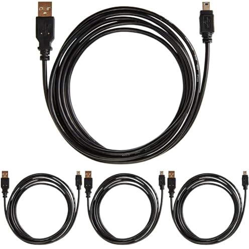 PremiumCord USB 2.0 A-B Mini-Kabel, 5-polig, Schwarz, 2 m (Packung mit 4)