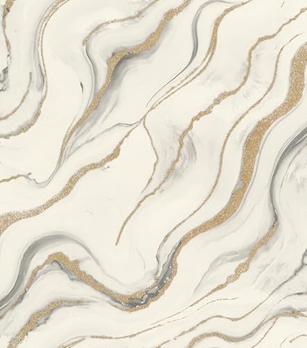Rasch Tapete Marmor Factory VI - Moderne Vliestapete Industrial in Weiß Grau Gold für ein luxuriöses Wohnambiente - Robust und Abwaschbar - 10,05 m x 0,53 m