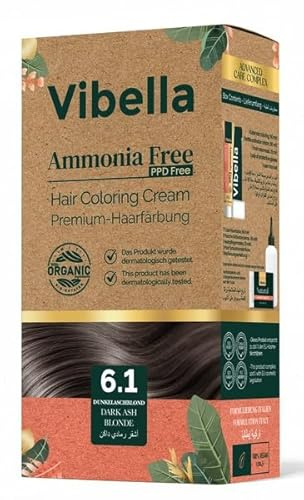 Vibella Haarfärbecreme Nr. 6.1 Dunkelaschblond – Premium-Haarfärbung ohne Ammoniak, Strahlende Farbbrillanz & zuverlässige Grauabdeckung, Mit Pflegeölen & Keratin