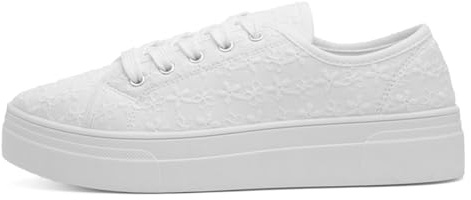 Lilley Womens White Floral Platform Canvas Shoe - Size 5 UK - White