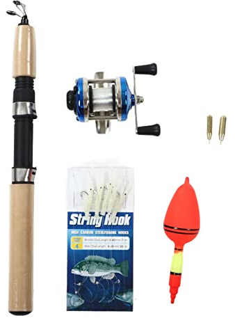 Funien Kit Canna da Pesca Sul Ghiaccio Set Completo di Accessori Portatili da 27,6 Pollici per attività All'aperto per Famiglie Invernali