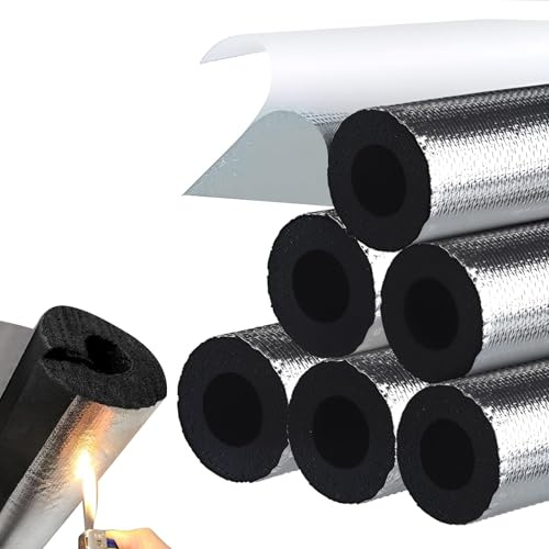 RZUMXOPY Tube Isolation pour Tuyaux (ID) 34mm x (T) 15mm x (L) 0.95m | Ignifuge Antigel Thermique Acoustique Auto-adhésive Matériau D'isolation pour Extérieur Tuyau Chaud Ou Froid