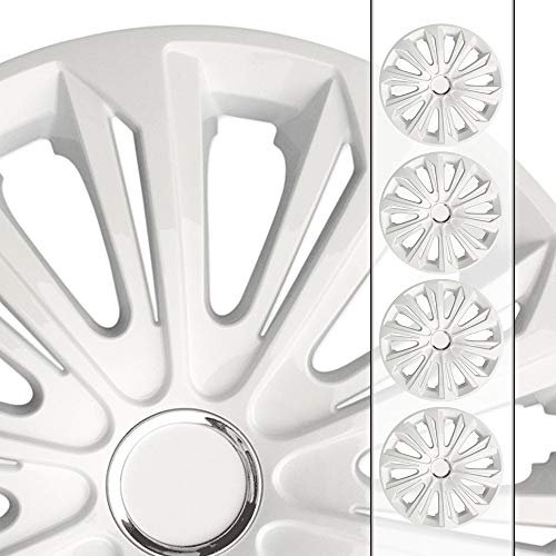(Größe und Farbe wählbar!) 15 Zoll Radkappen/Radzierblenden Strong Weiss (Farbe Weiß), passend für Fast alle Fahrzeugtypen (universell) – nur beim Radkappen König