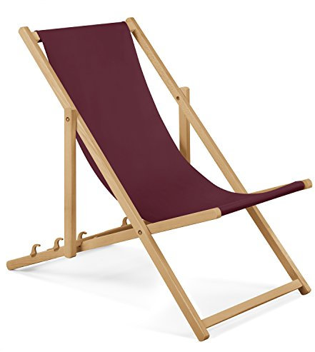 Unbekannt Liegestuhl klappbar aus Holz – 2er Set Bordeaux Gartenliege - Strandliege, leichte Sonnenliege für Garten, Balkon und Strand Bars - Liege modern Design