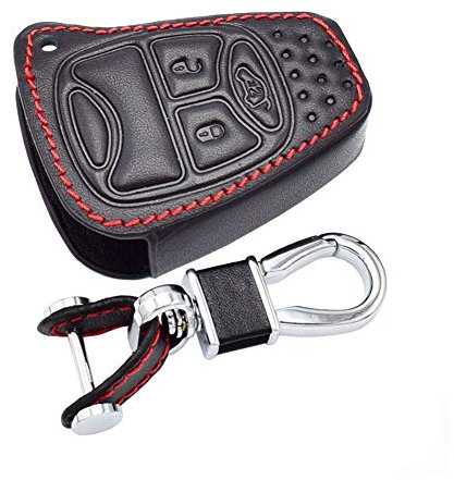Happyit Cas de Couverture de Clé de Voiture en Cuir Porte-clés pour Jeep Dodge JCUV Compass Grand Cherokee Patriot Pacifica Chrysler 300C