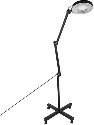 Professionelle ästhetische Lupe mit 5 Dioptrien Lupe und Rollen, LED-Tischlampe, Schreibtischlampe, Kosmetiklampe, Arbeitslampe 220-240V (Schwarz)