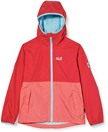 Jack Wolfskin Mädchen Rainy Days Kids Atmungsaktive Kinder Regenjacke, tulip red, 104 (XS)