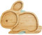Koko Kids Assiette a ventouse en bambou ~ assiette lapin pour nourrir bébé et enfant en bas âge ~ en bambou naturel avec forte ventouse
