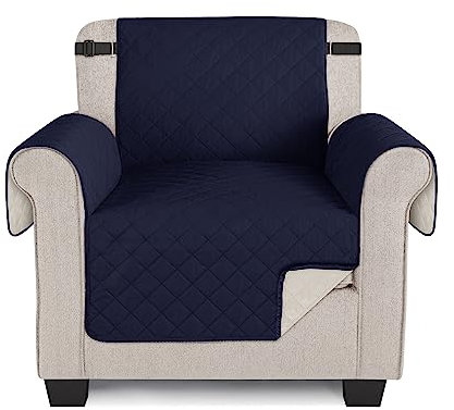 TAOCOCO Sofa Covers 100% Waterproof Sofa Slipcovers 1 Seater,Non Slip Chair/Sofa Cover for Kids/Dogs/Pets,Washable Sofa Protector with Elastic Strap(Dark Blue,UPDATE of Cloth)