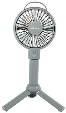 Schallen Rechargeable Battery USB Electric Handheld Portable Travel and Tripod Desk Table Small Mini Air Cooling Fan (Grey)
