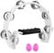 EASTROCK Tambourine Half Moon Tamburin,Hand Halbmondförmiges Schellenring mit 16 verchromte Schellen für Anfänger,Student.Schlaginstrument Musik Zweireihige Metall Jingles für KTV Party(Single,Weiß)